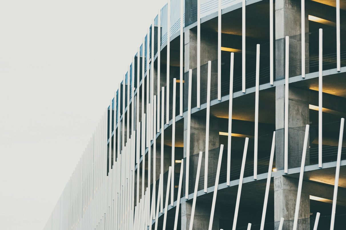 Modern multi-storey parkade at a commercial property